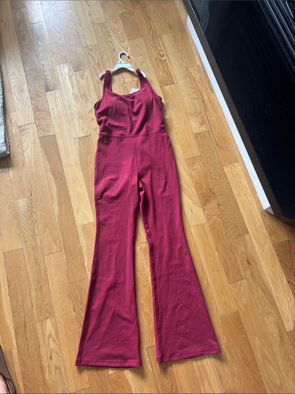 Yogalicious Wine Red Flared Jumpsuit